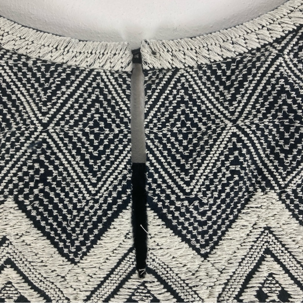 Madewell Stitchtake Dress XS Navy Blue Western Linen Blend Embroidered Sleeveles - Picture 3 of 15